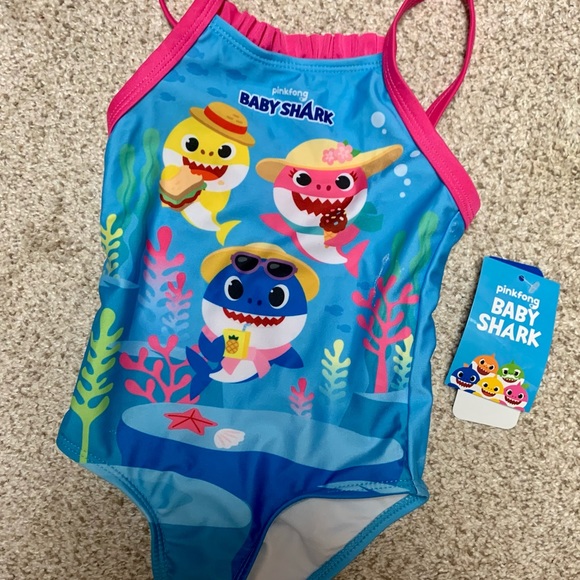 NWT Baby Shark Swimsuit 24 mo for Baby or Toddler, Baby Shark Girls Swim Suit - Picture 2 of 3